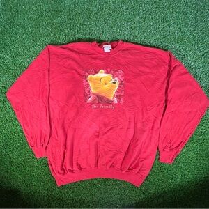 Vintage Winnie The Pooh BEE Friendly Disney Store Red Sweatshirt XL Crewneck